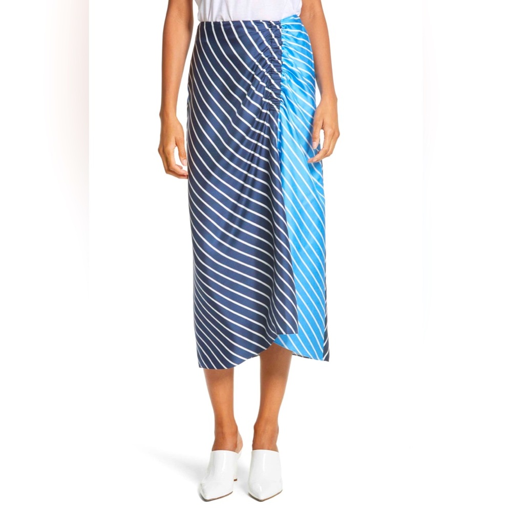 Tibi Delphina Stripe Shirred Skirt